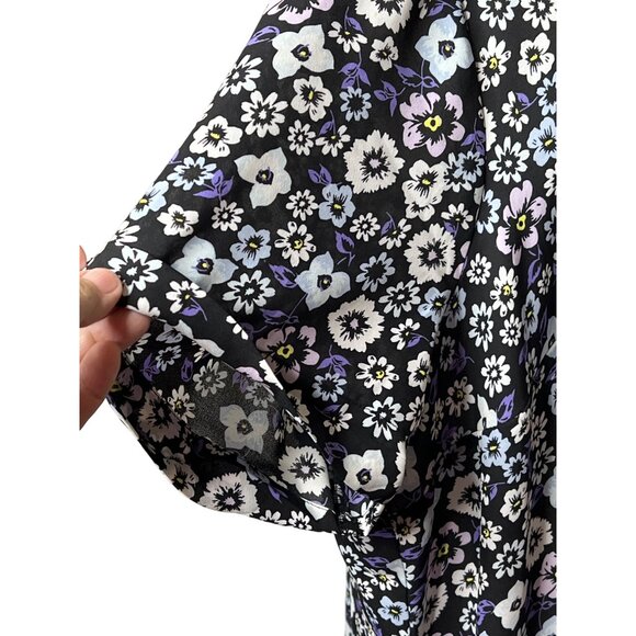 Lane Bryant Women's Floral Button-Up Shirt Dress 26/28 Black Purple - Picture 14 of 16